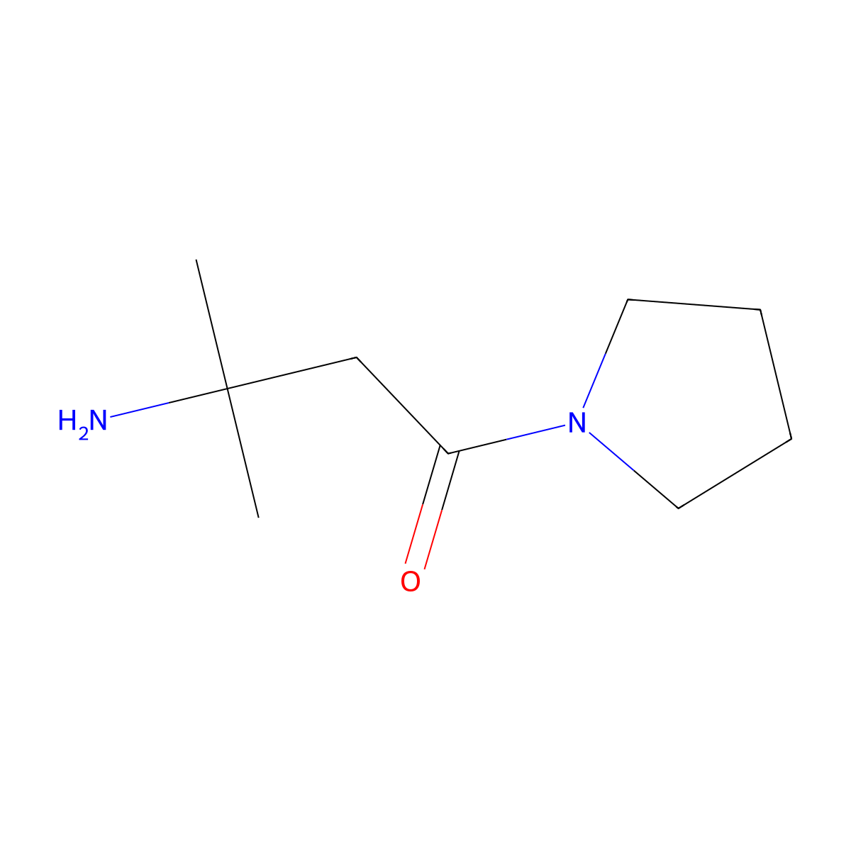 3-Amino-3-methyl-1-(pyrrolidin-1-yl)butan-1-one molecular structure, CAS 1186426-99-2
