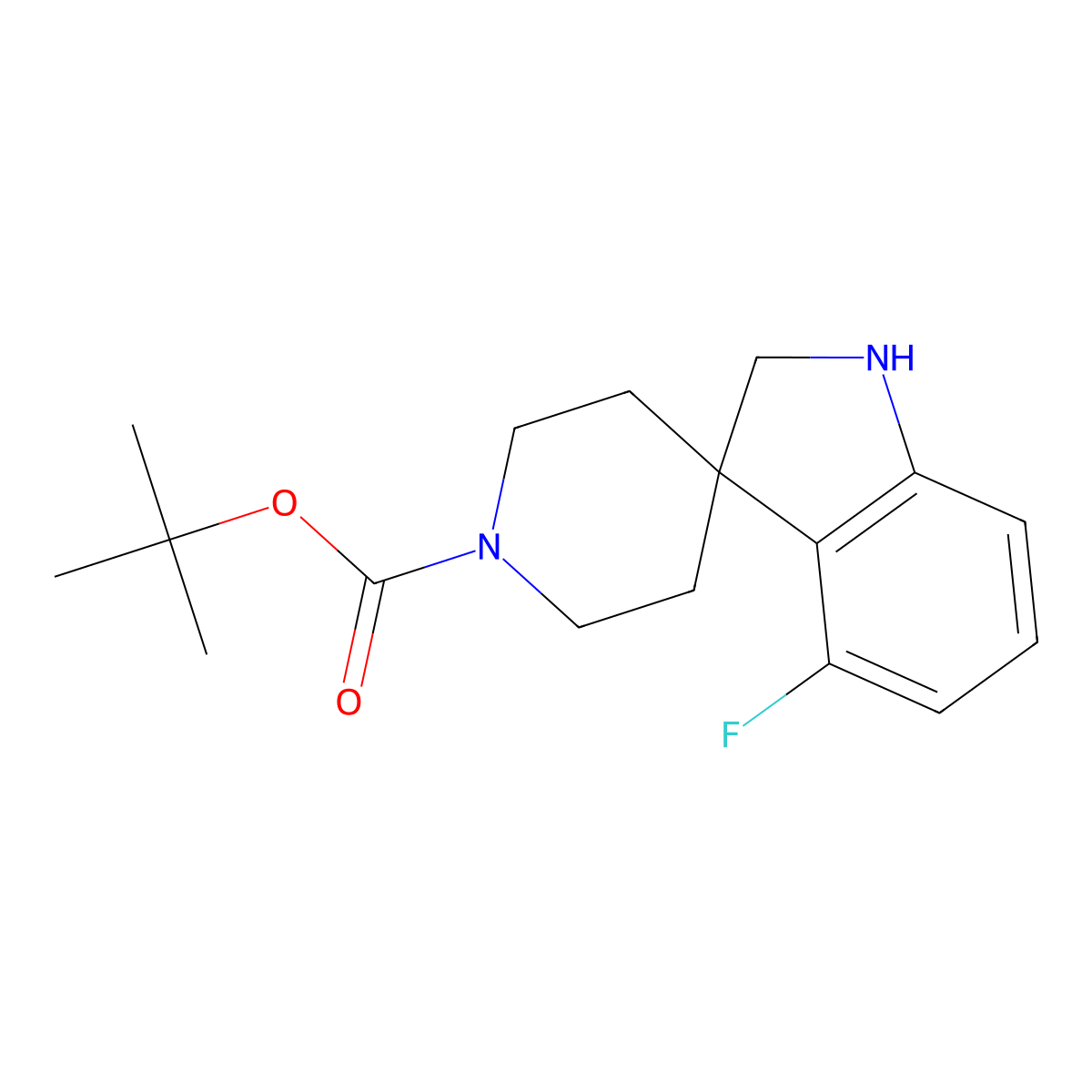 tert-Butyl 4-fluorospiro[indoline-3,4'-piperidine]-1'-carboxylate molecular structure, CAS 1186433-50-0