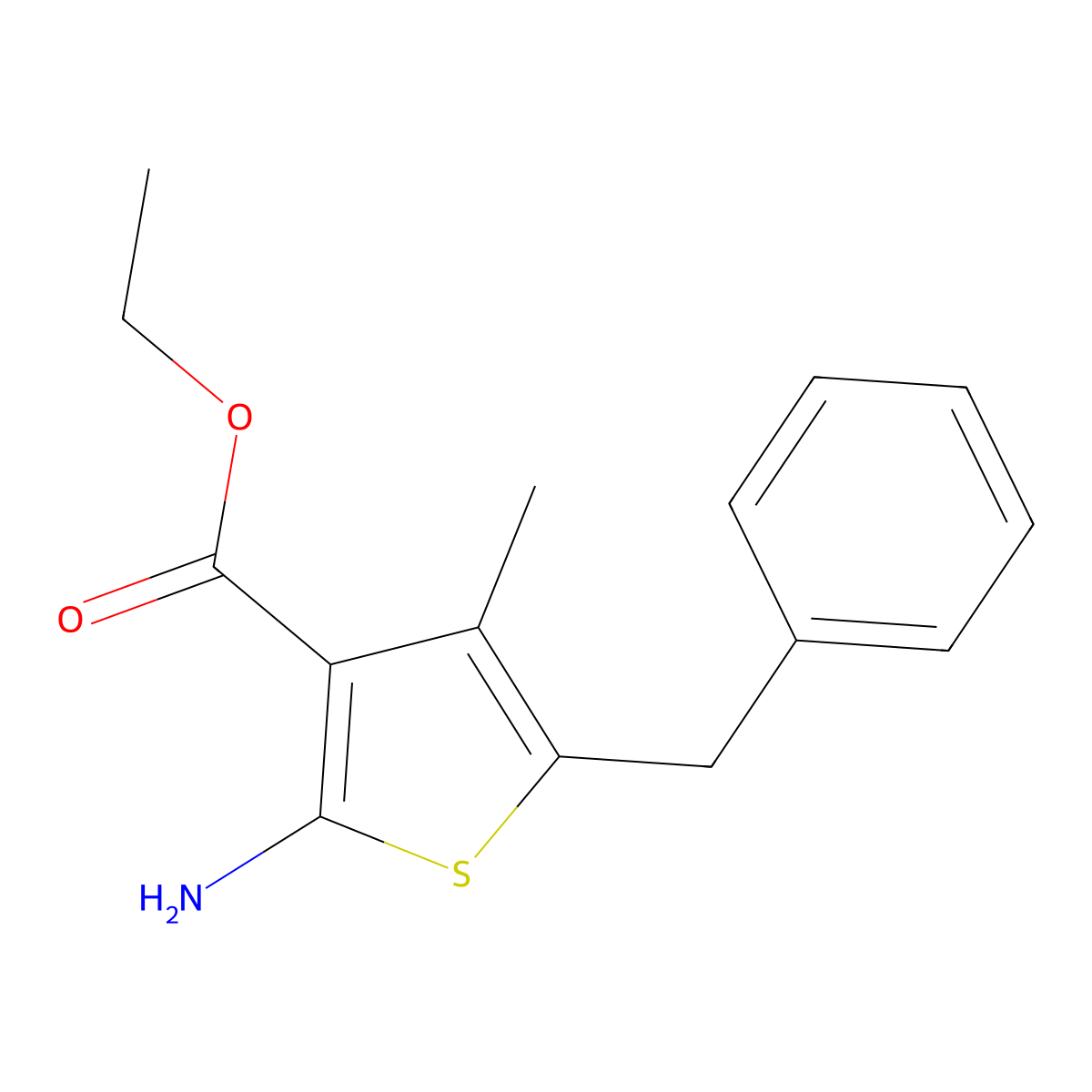 Ethyl 2-amino-5-benzyl-4-methylthiophene-3-carboxylate molecular structure, CAS 1186474-63-4