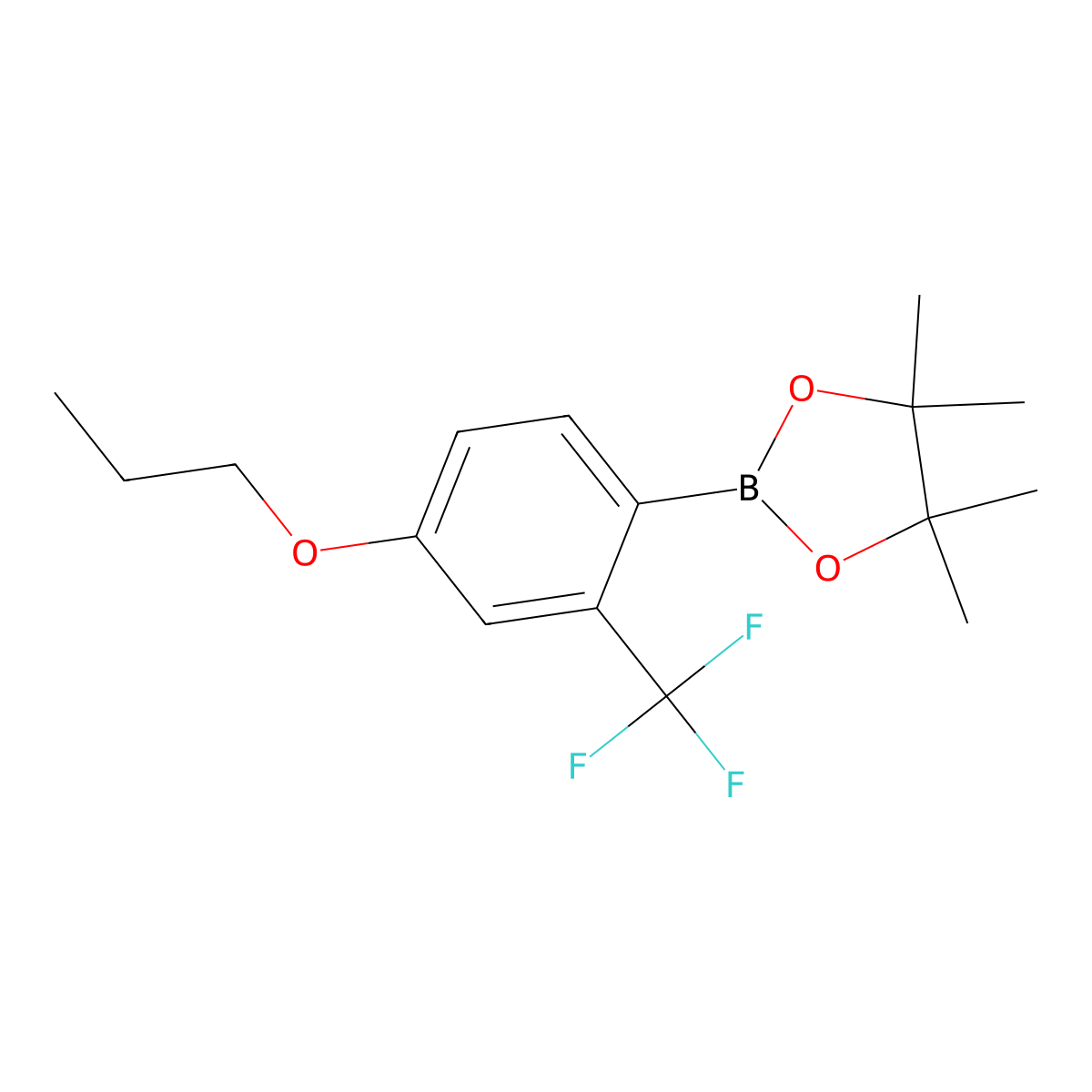 4,4,5,5-Tetramethyl-2-(4-propoxy-2-(trifluoromethyl)phenyl)-1,3,2-dioxaborolane molecular structure, CAS 1186482-12-1