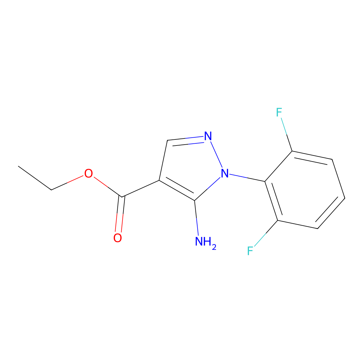 ethyl 5-amino-1-(2,6-difluorophenyl)-1H-pyrazole-4-carboxylate molecular structure, CAS 1186491-29-1