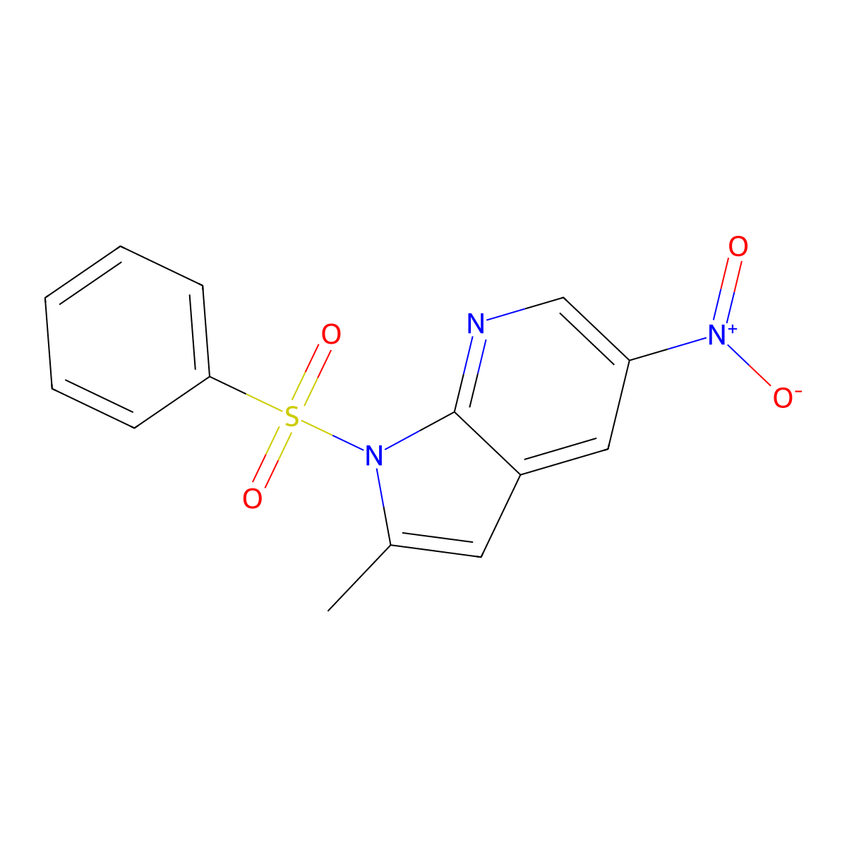 2-Methyl-5-nitro-1-(phenylsulfonyl)-1h-pyrrolo[2,3-b]pyridine molecular structure, CAS 1186501-88-1