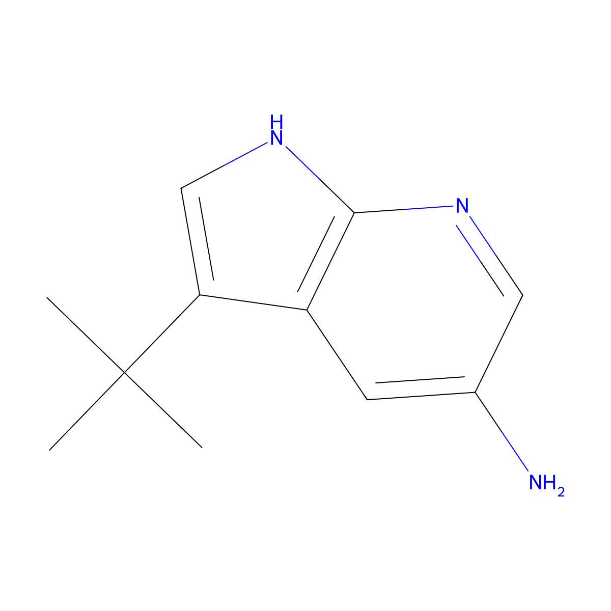 1H-Pyrrolo[2,3-b]pyridin-5-amine, 3-(1,1-dimethylethyl)- molecular structure, CAS 1186501-96-1