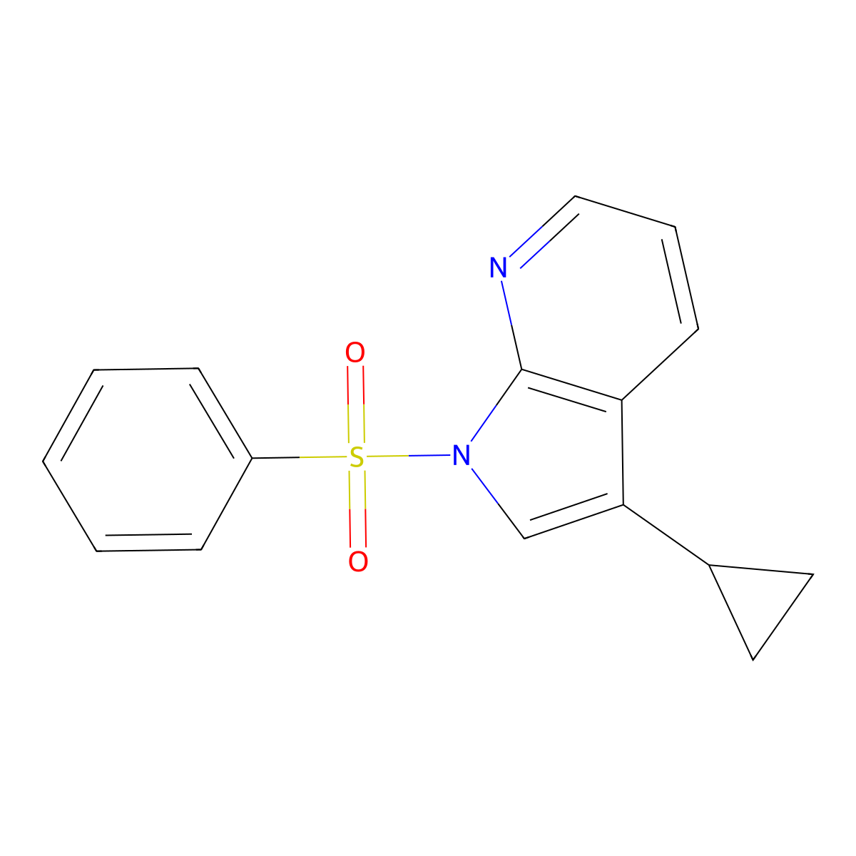 1H-Pyrrolo[2,3-b]pyridine, 3-cyclopropyl-1-(phenylsulfonyl)- molecular structure, CAS 1186502-00-0