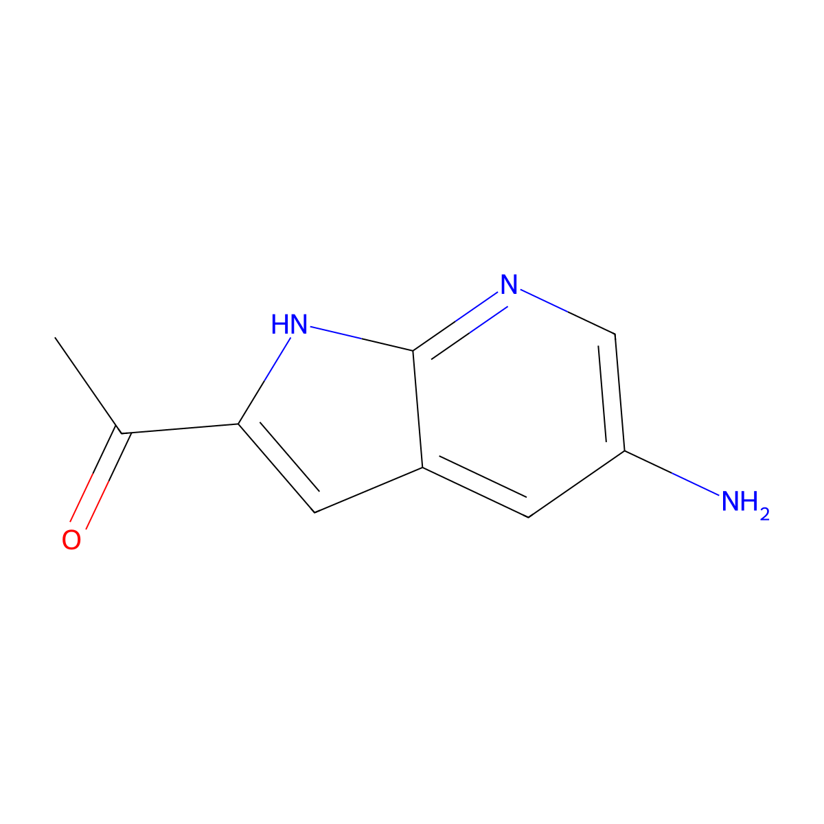 1-(5-amino-1H-pyrrolo[2,3-b]pyridin-2-yl)ethanone molecular structure, CAS 1186502-34-0