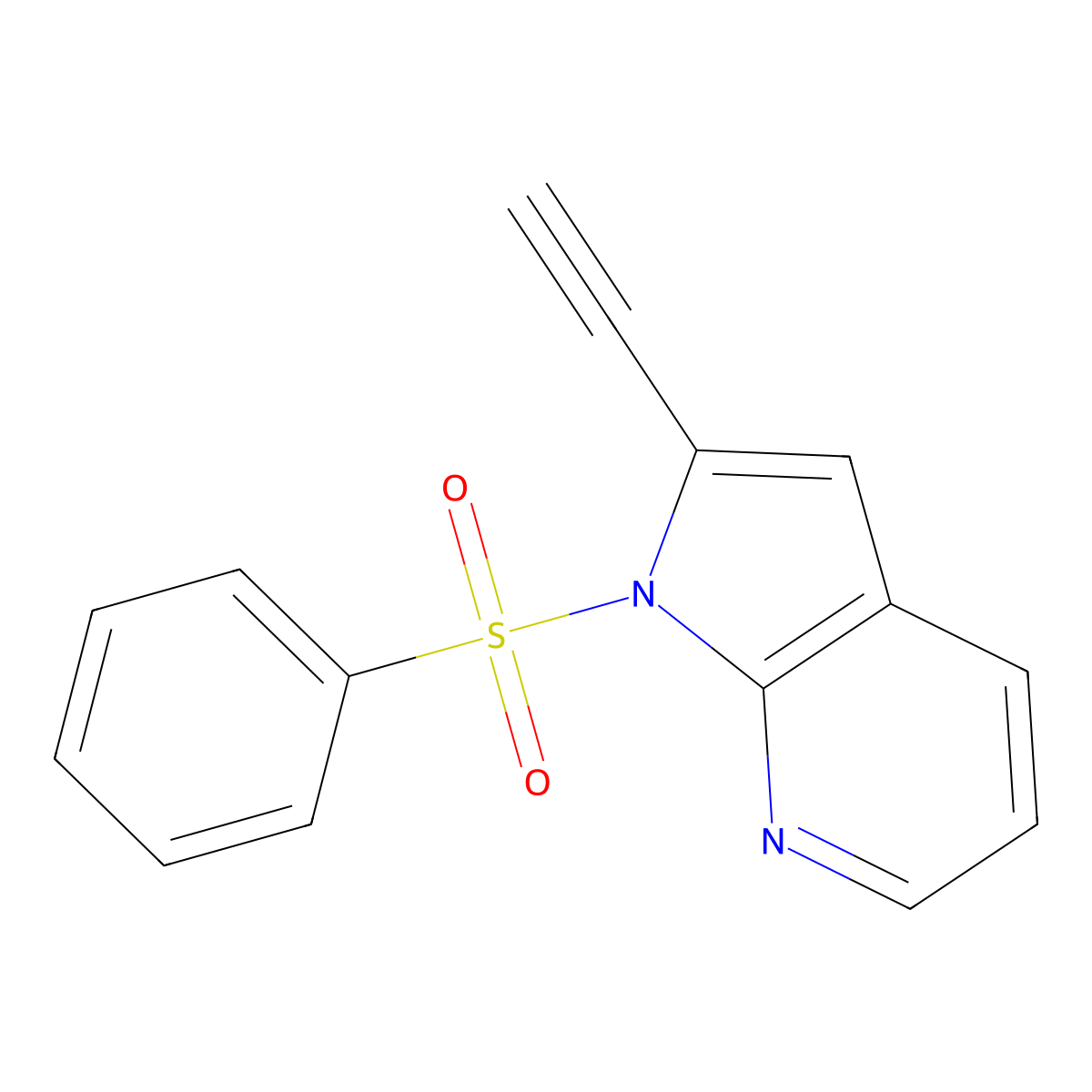 1-(benzenesulfonyl)-2-ethynyl-1H-pyrrolo[2,3-b]pyridine molecular structure, CAS 1186502-44-2