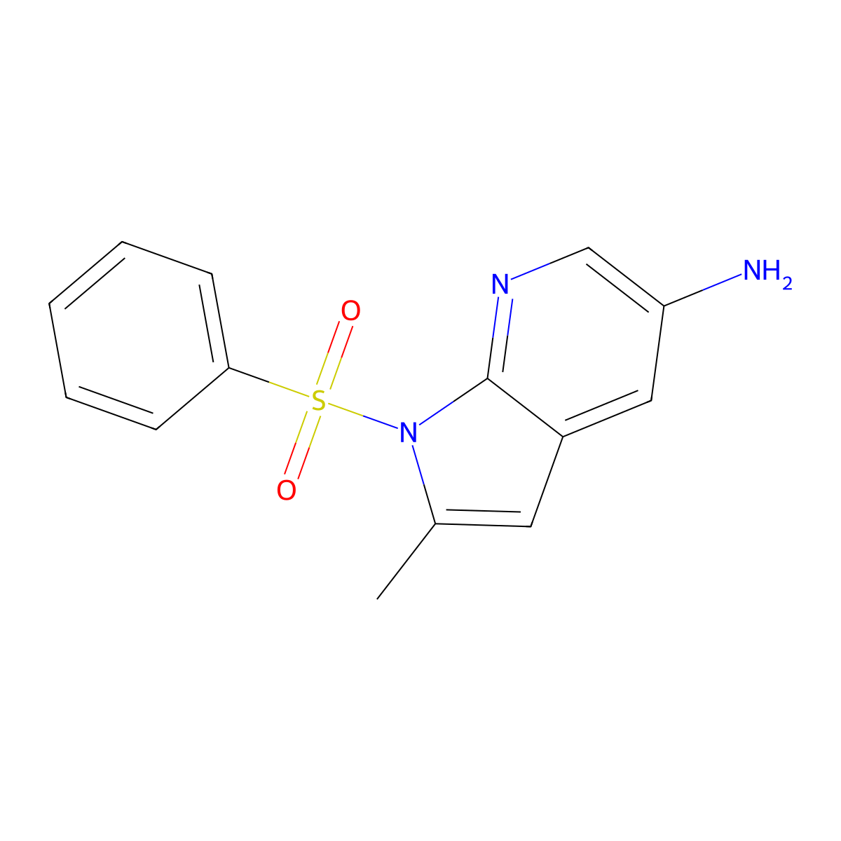 1-(benzenesulfonyl)-2-methyl-1H-pyrrolo[2,3-b]pyridin-5-amine molecular structure, CAS 1186502-59-9