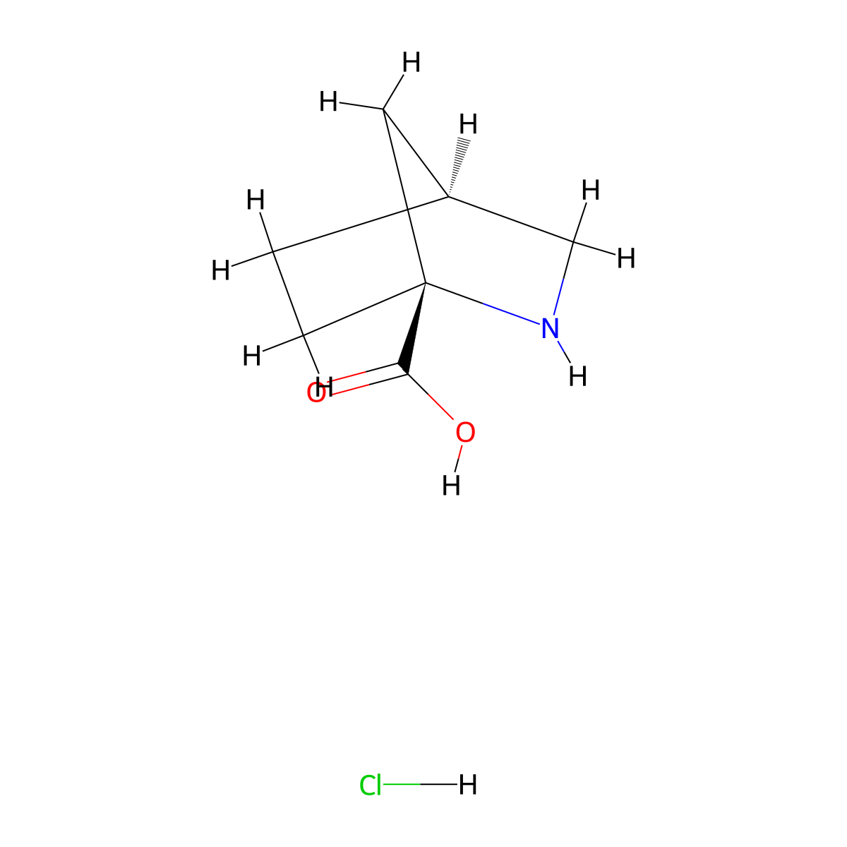 (1R,4S)-2-azabicyclo[2.2.1]heptane-1-carboxylic acid hydrochloride molecular structure, CAS 1186506-98-8