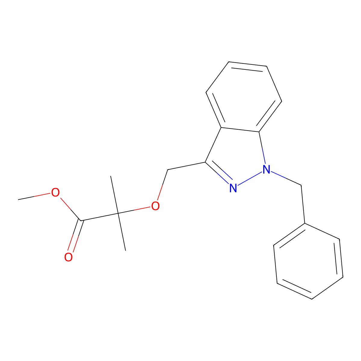 methyl 2-((1-benzyl-1H-indazol-3-yl)methoxy)-2-methylpropanoate molecular structure, CAS 1186507-74-3