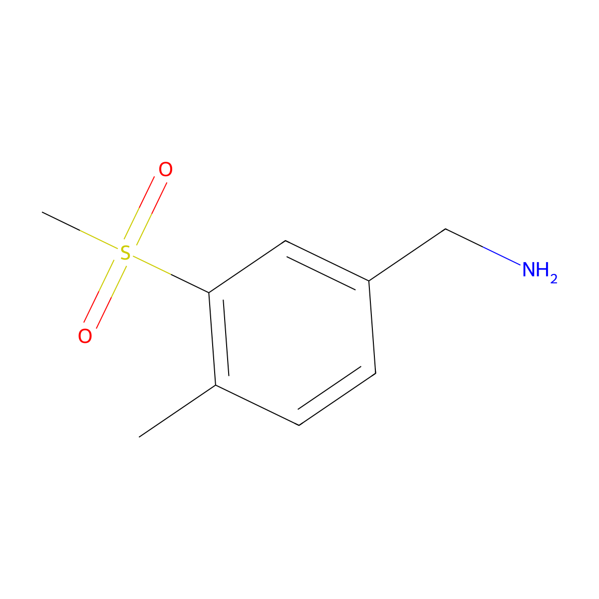 (4-Methyl-3-(methylsulfonyl)phenyl)methanamine molecular structure, CAS 1186518-69-3