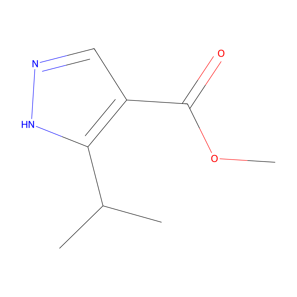 methyl 5-isopropyl-1H-pyrazole-4-carboxylate molecular structure, CAS 1186537-97-2