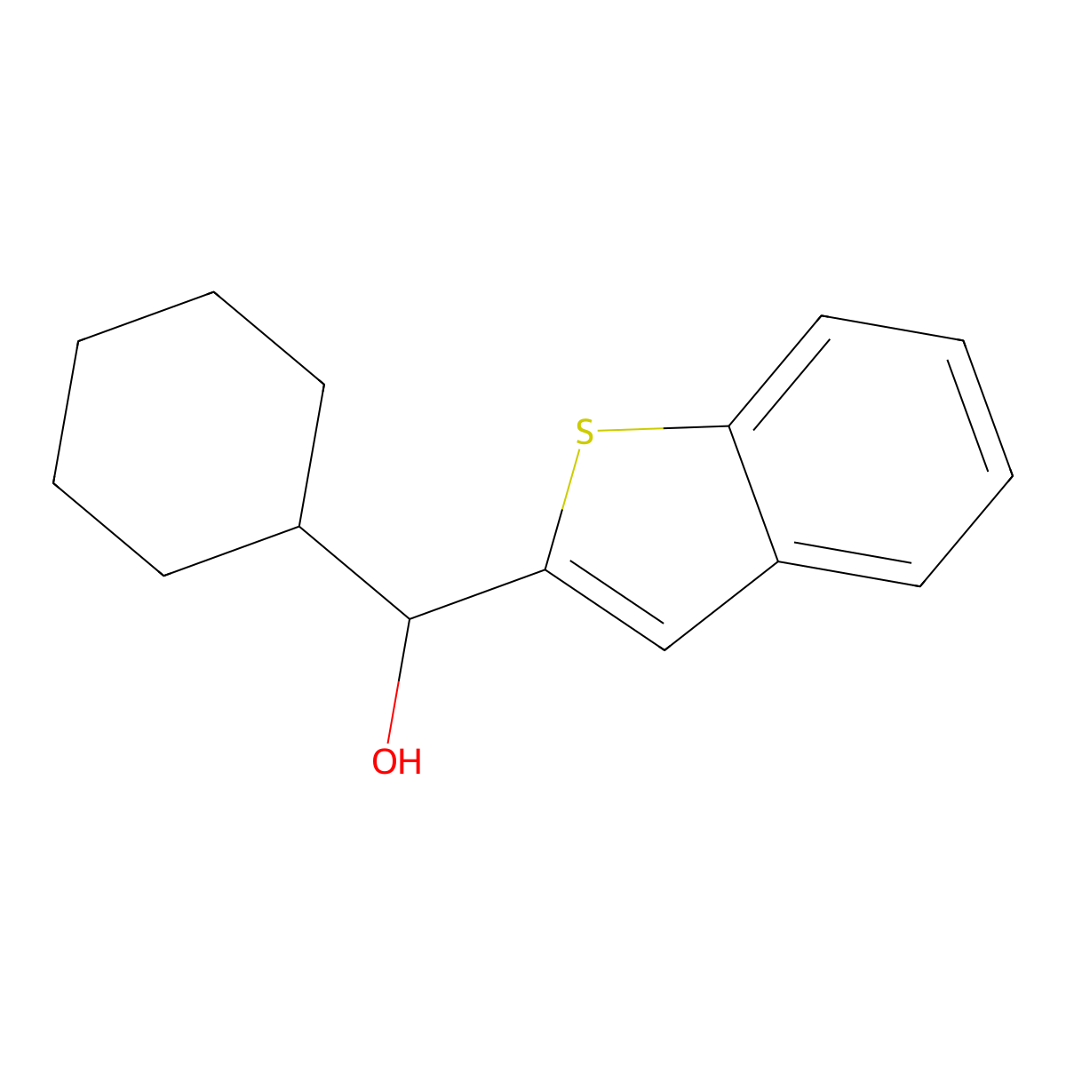 Benzo[b]thiophen-2-yl(cyclohexyl)methanol molecular structure, CAS 1186539-76-3