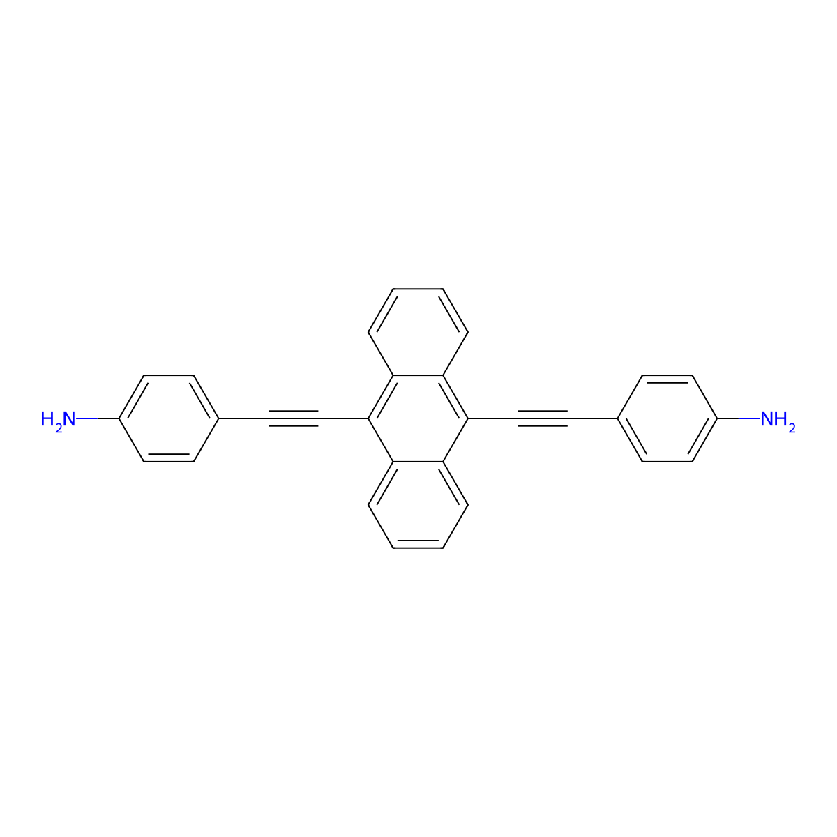 4,4'-(Anthracene-9,10-diylbis(ethyne-2,1-diyl))dianiline molecular structure, CAS 1186580-77-7