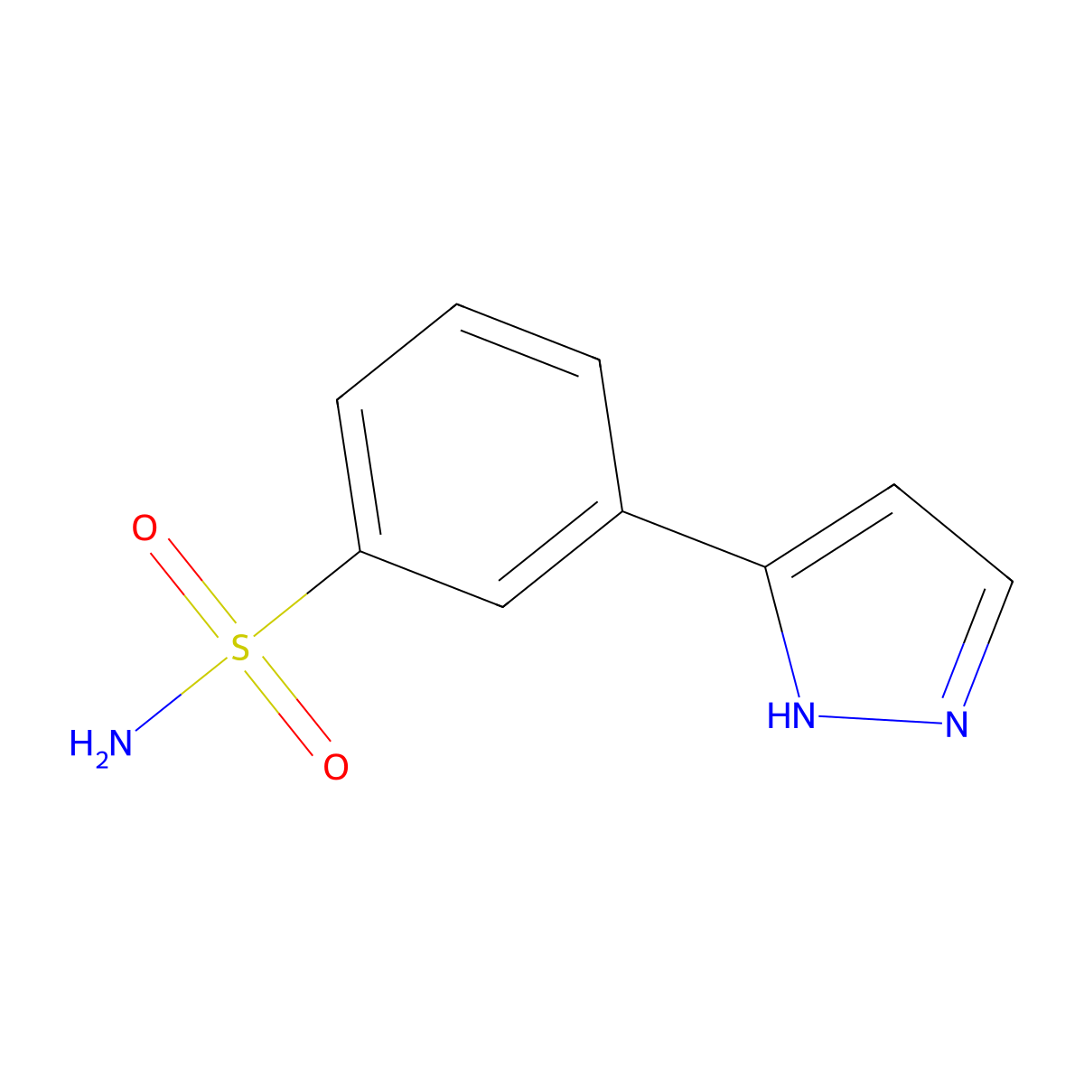 3-(1H-pyrazol-5-yl)benzenesulfonamide molecular structure, CAS 1186601-61-5