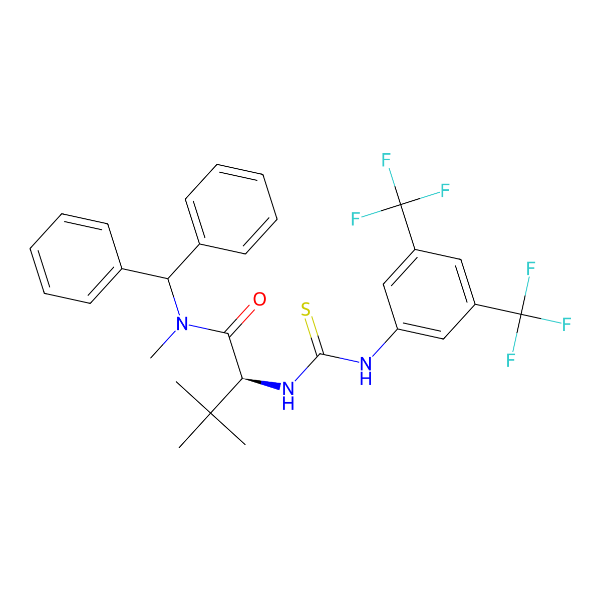 (S)-N-Benzhydryl-2-(3-(3,5-bis(trifluoromethyl)phenyl)thioureido)-N,3,3-trimethylbutanamide molecular structure, CAS 1186602-28-7