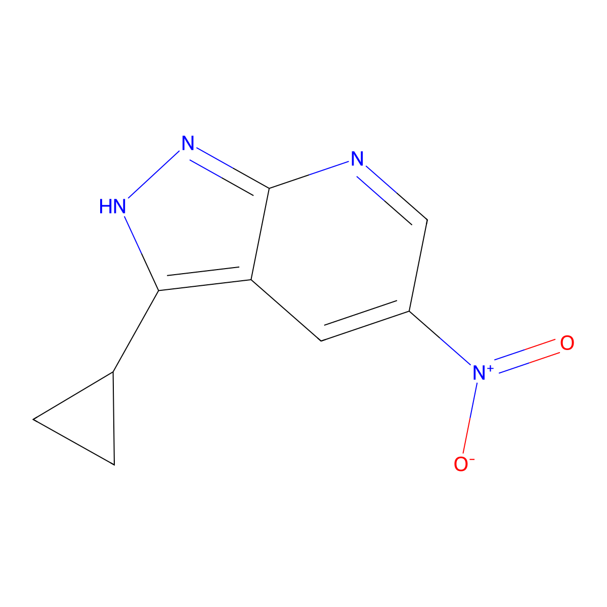 3-Cyclopropyl-5-nitro-1H-pyrazolo[3,4-b]pyridine molecular structure, CAS 1186608-74-1