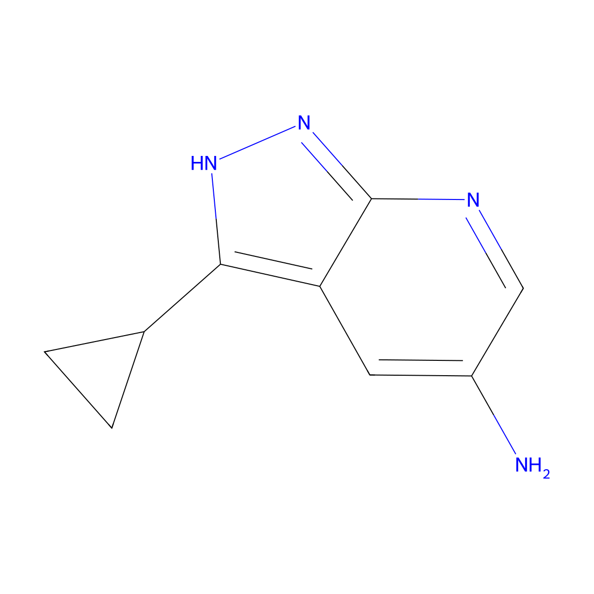 3-Cyclopropyl-1H-pyrazolo[3,4-b]pyridin-5-amine molecular structure, CAS 1186608-75-2