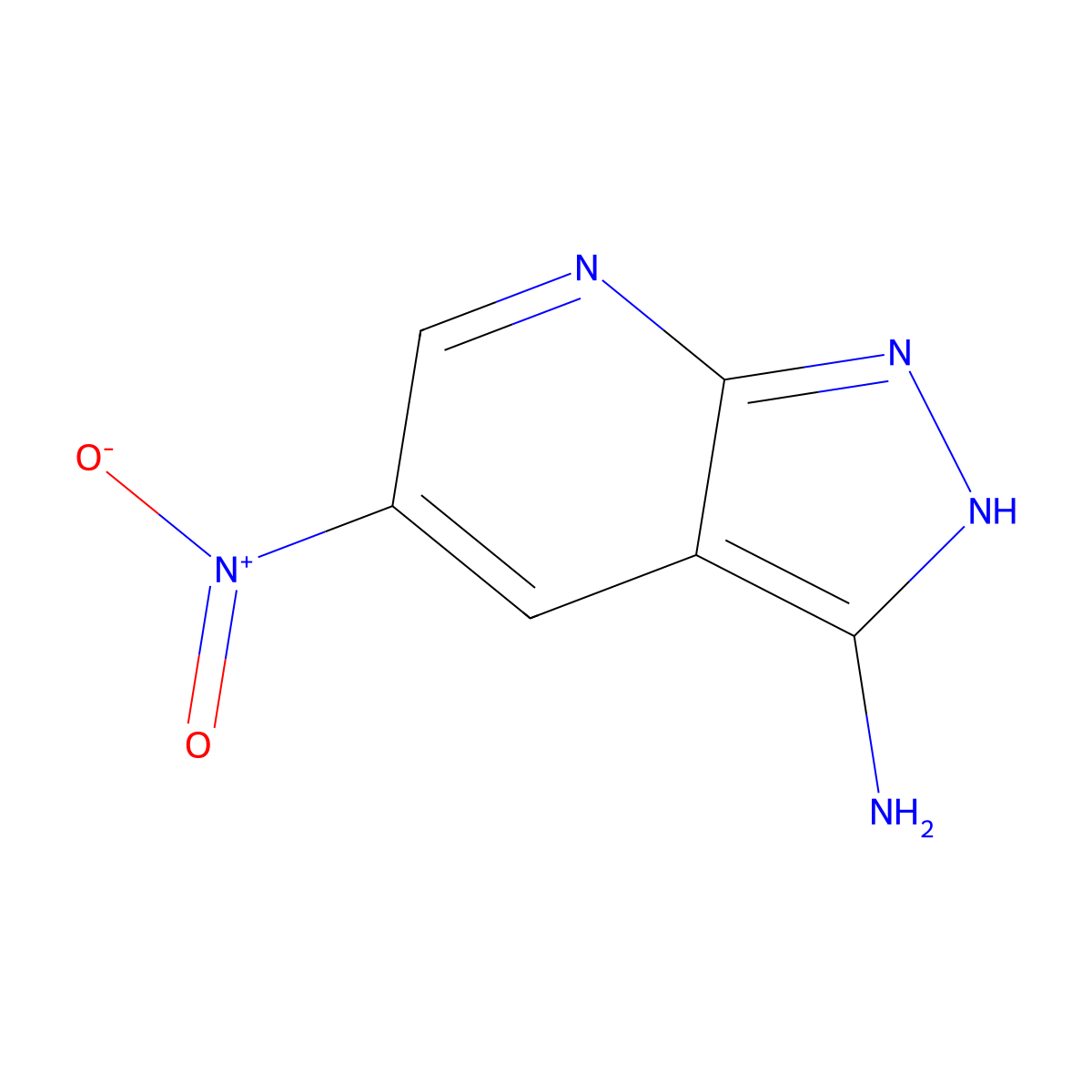 5-nitro-1H-pyrazolo[3,4-b]pyridin-3-amine molecular structure, CAS 1186608-97-8