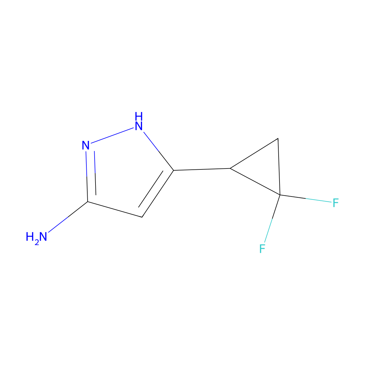 5-(2,2-difluorocyclopropyl)-1H-pyrazol-3-amine molecular structure, CAS 1186609-07-3