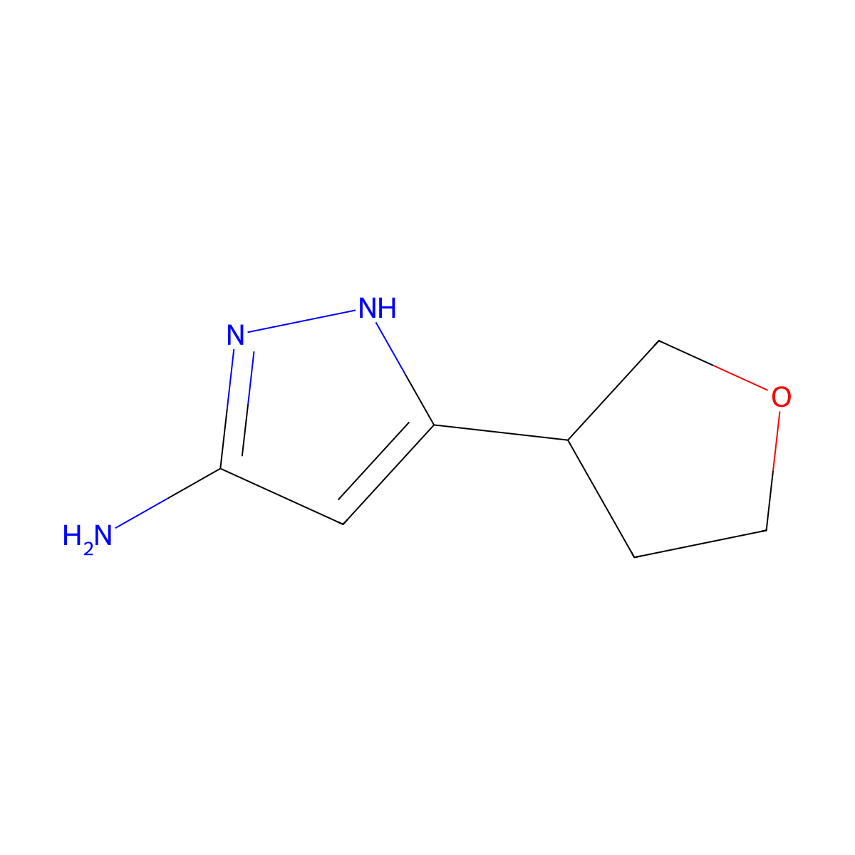 3-(oxolan-3-yl)-1H-pyrazol-5-amine molecular structure, CAS 1186609-16-4