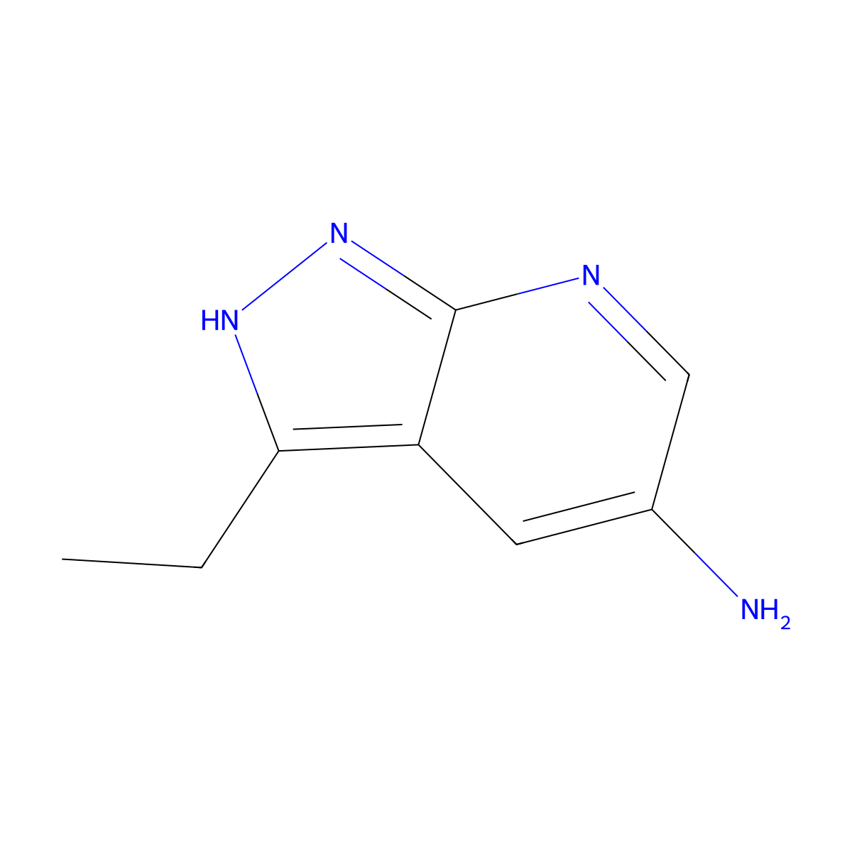 3-Ethyl-1h-pyrazolo[3,4-b]pyridin-5-amine molecular structure, CAS 1186609-76-6