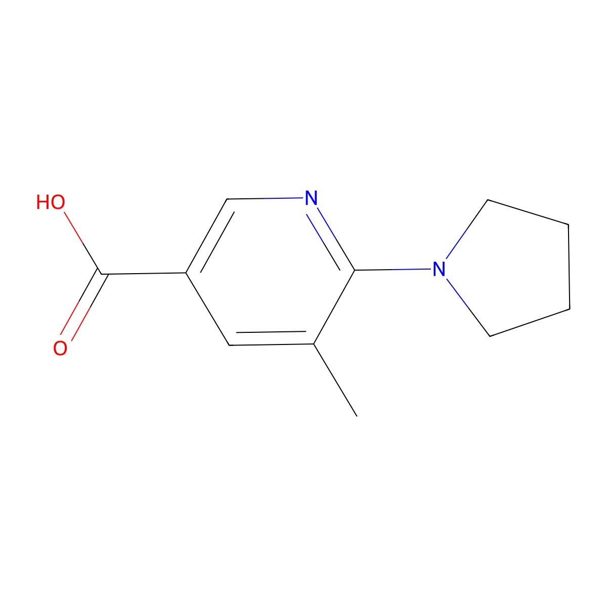 5-Methyl-6-(pyrrolidin-1-yl)nicotinic acid molecular structure, CAS 1186617-39-9