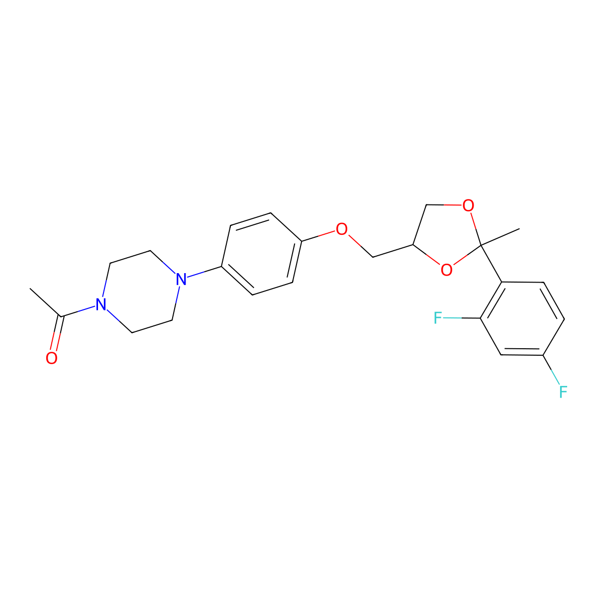 1-[4-[4-[[(2R,4S)-2-(2,4-difluorophenyl)-2-methyl-1,3-dioxolan-4-yl]methoxy]phenyl]piperazin-1-yl]ethanone molecular structure, CAS 1186622-98-9