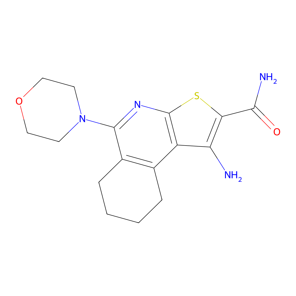 1-Amino-5-(4-morpholinyl)-6,7,8,9-tetrahydrothieno[2,3-c]isoquinoline-2-carboxamide molecular structure, CAS 118663-25-5