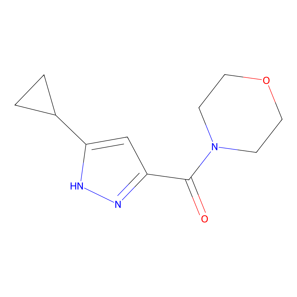 4-[(3-cyclopropyl-1H-pyrazol-5-yl)carbonyl]morpholine molecular structure, CAS 1186634-99-0