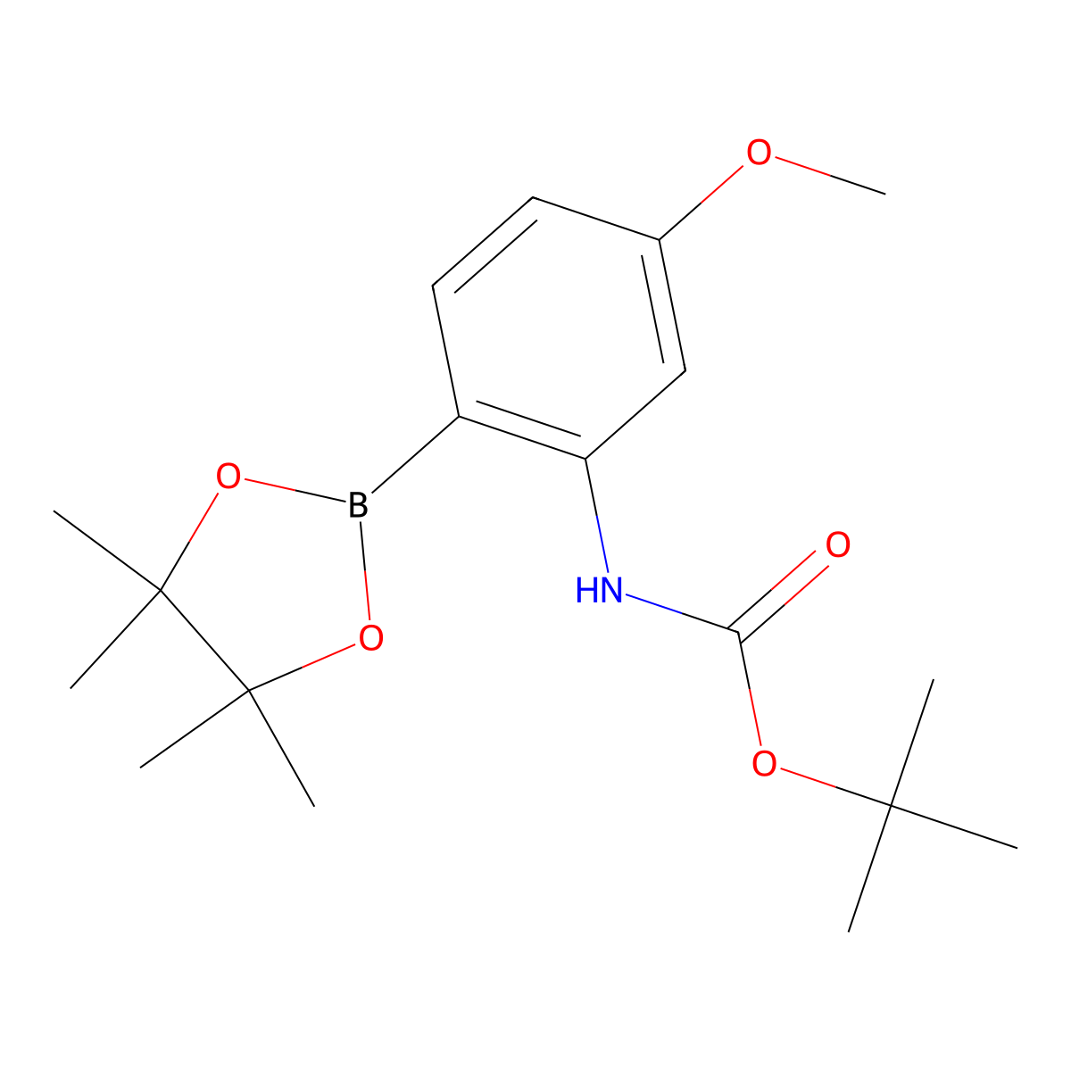 Tert-butyl 5-methoxy-2-(4,4,5,5-tetramethyl-1,3,2-dioxaborolan-2-yl)phenylcarbamate molecular structure, CAS 1186637-33-1