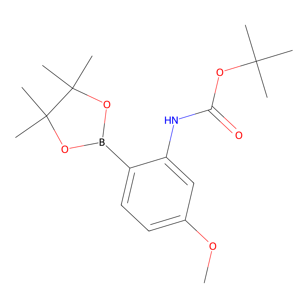 Tert-butyl 5-methoxy-2-(4,4,5,5-tetramethyl-1,3,2-dioxaborolan-2-yl)phenylcarbamate molecular structure, CAS 1186637-33-1
