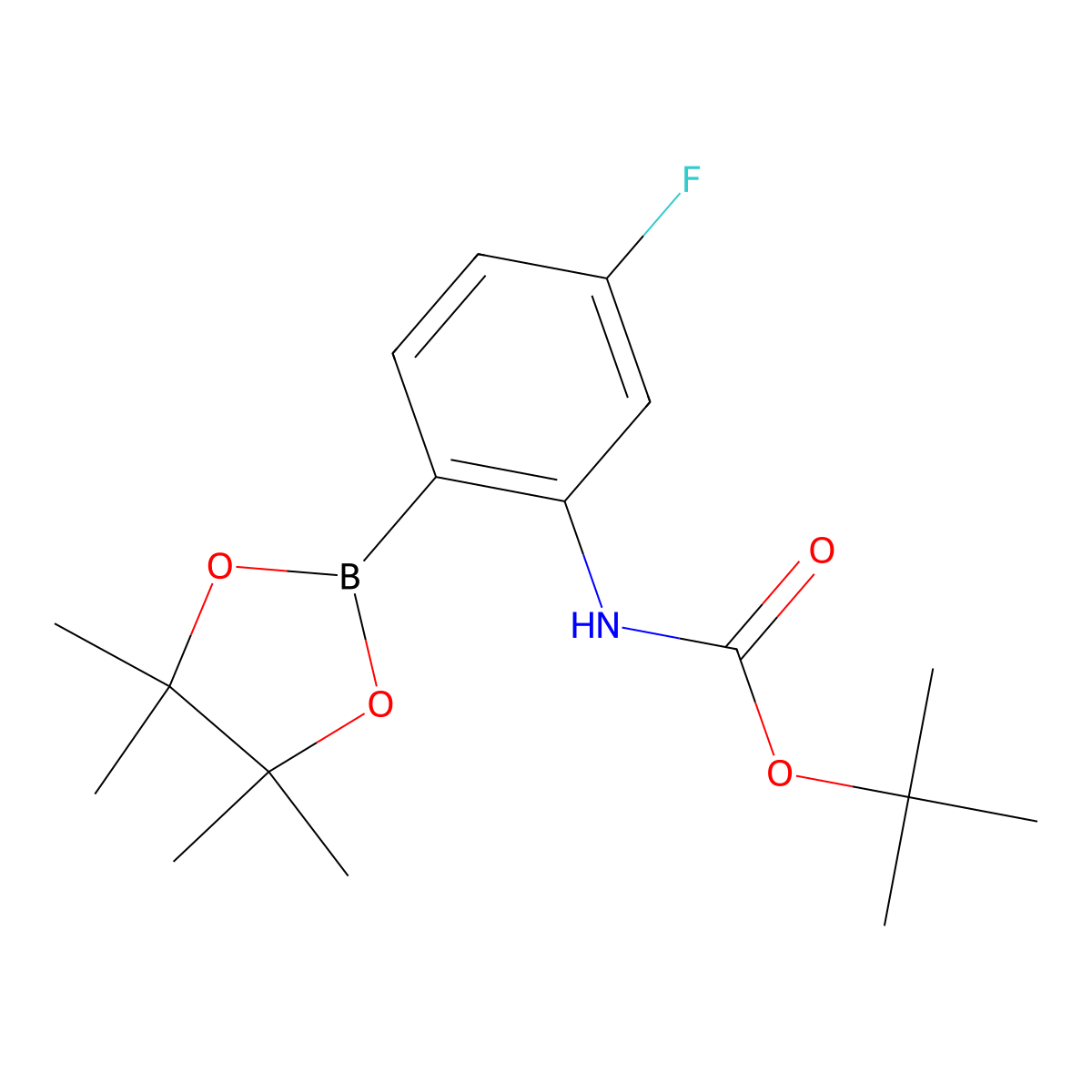 Tert-butyl (5-fluoro-2-(4,4,5,5-tetramethyl-1,3,2-dioxaborolan-2-yl)phenyl)carbamate molecular structure, CAS 1186637-38-6
