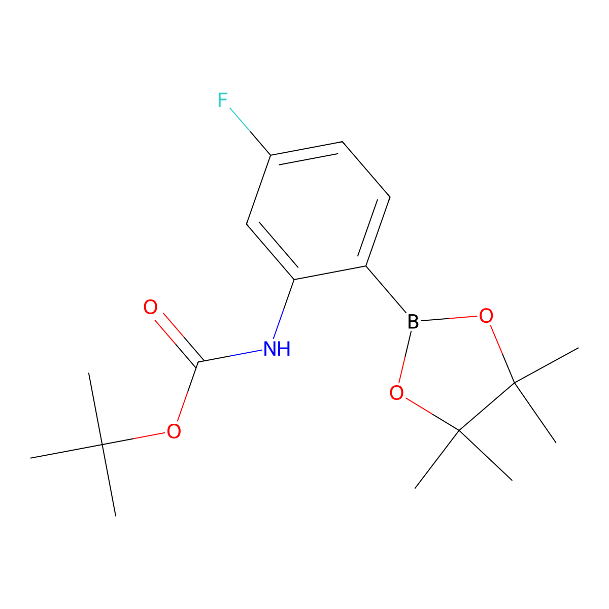 Tert-butyl (5-fluoro-2-(4,4,5,5-tetramethyl-1,3,2-dioxaborolan-2-yl)phenyl)carbamate molecular structure, CAS 1186637-38-6