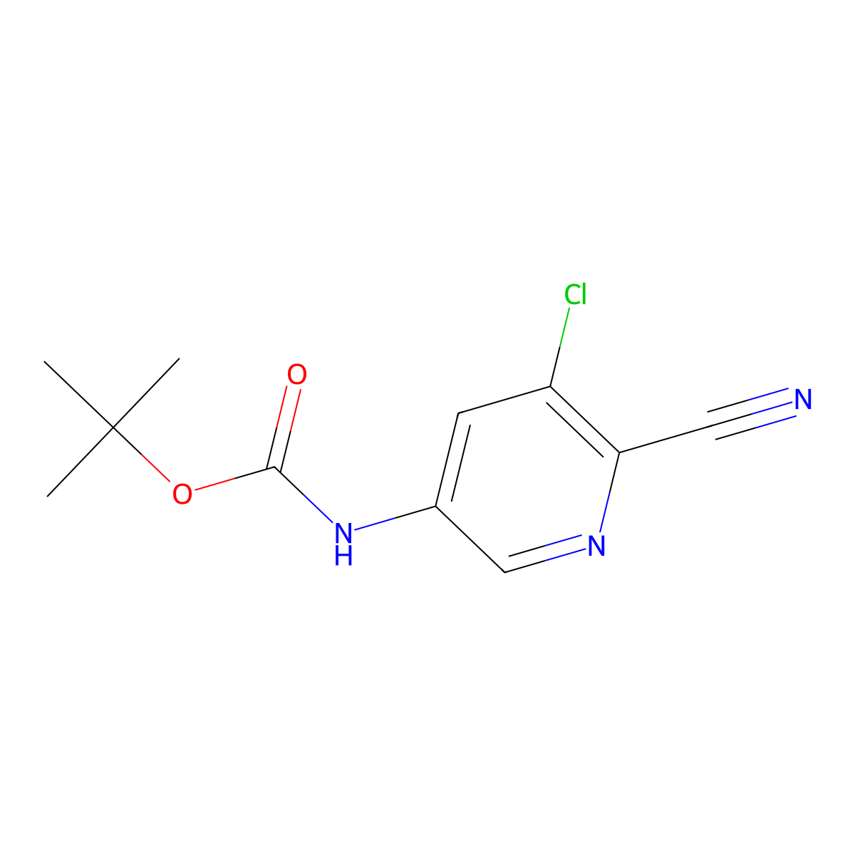Tert-butyl 5-chloro-6-cyanopyridin-3-ylcarbamate molecular structure, CAS 1186637-78-4