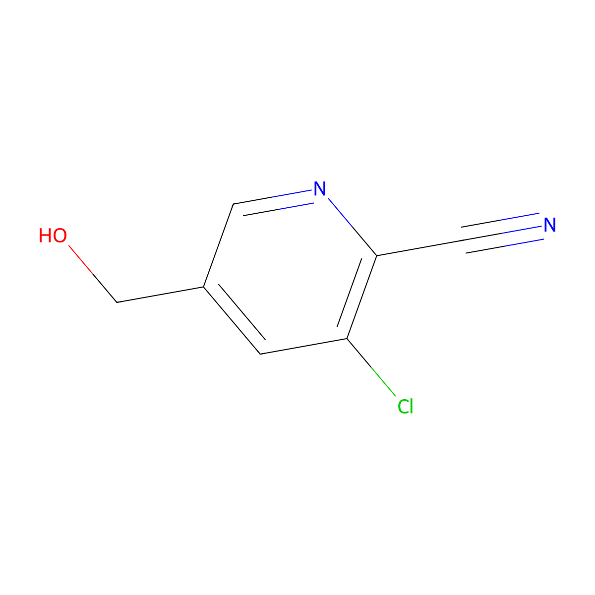3-Chloro-5-(hydroxymethyl)picolinonitrile molecular structure, CAS 1186637-82-0