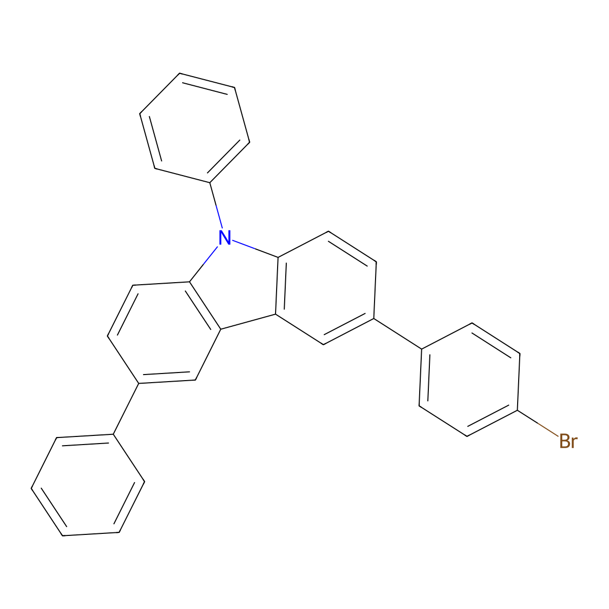 3-(4-Bromophenyl)-6,9-diphenyl-9h-carbazole molecular structure, CAS 1186644-47-2