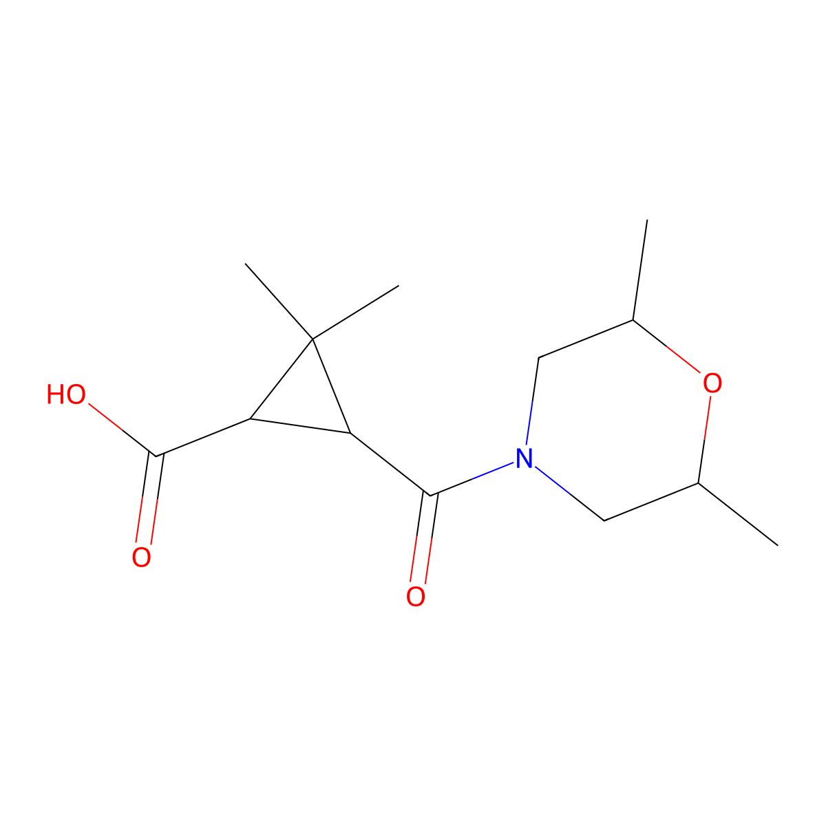 3-[(2,6-Dimethylmorpholin-4-yl)carbonyl]-2,2-dimethylcyclopropanecarboxylic acid molecular structure, CAS 1186647-51-7
