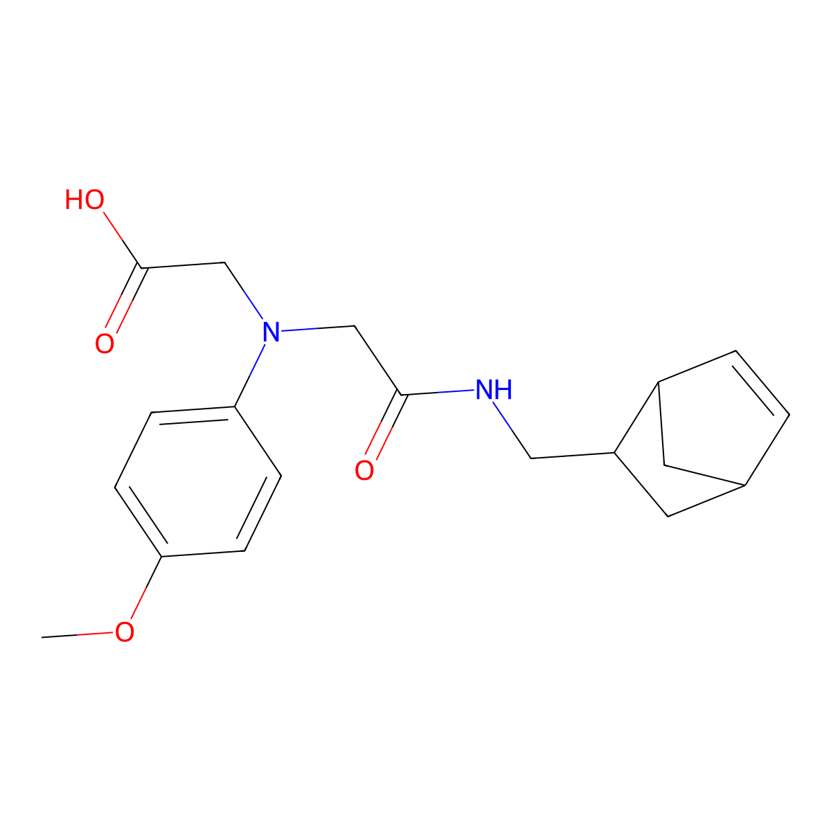 [{2-[(Bicyclo[2.2.1]hept-5-en-2-ylmethyl)amino]-2-oxoethyl}(4-methoxyphenyl)amino]acetic acid molecular structure, CAS 1186647-60-8