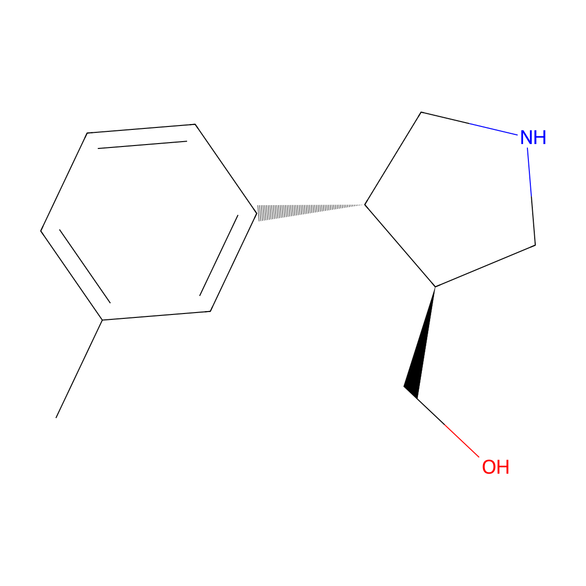 [(3S,4R)-4-(3-methylphenyl)pyrrolidin-3-yl]methanol molecular structure, CAS 1186647-76-6