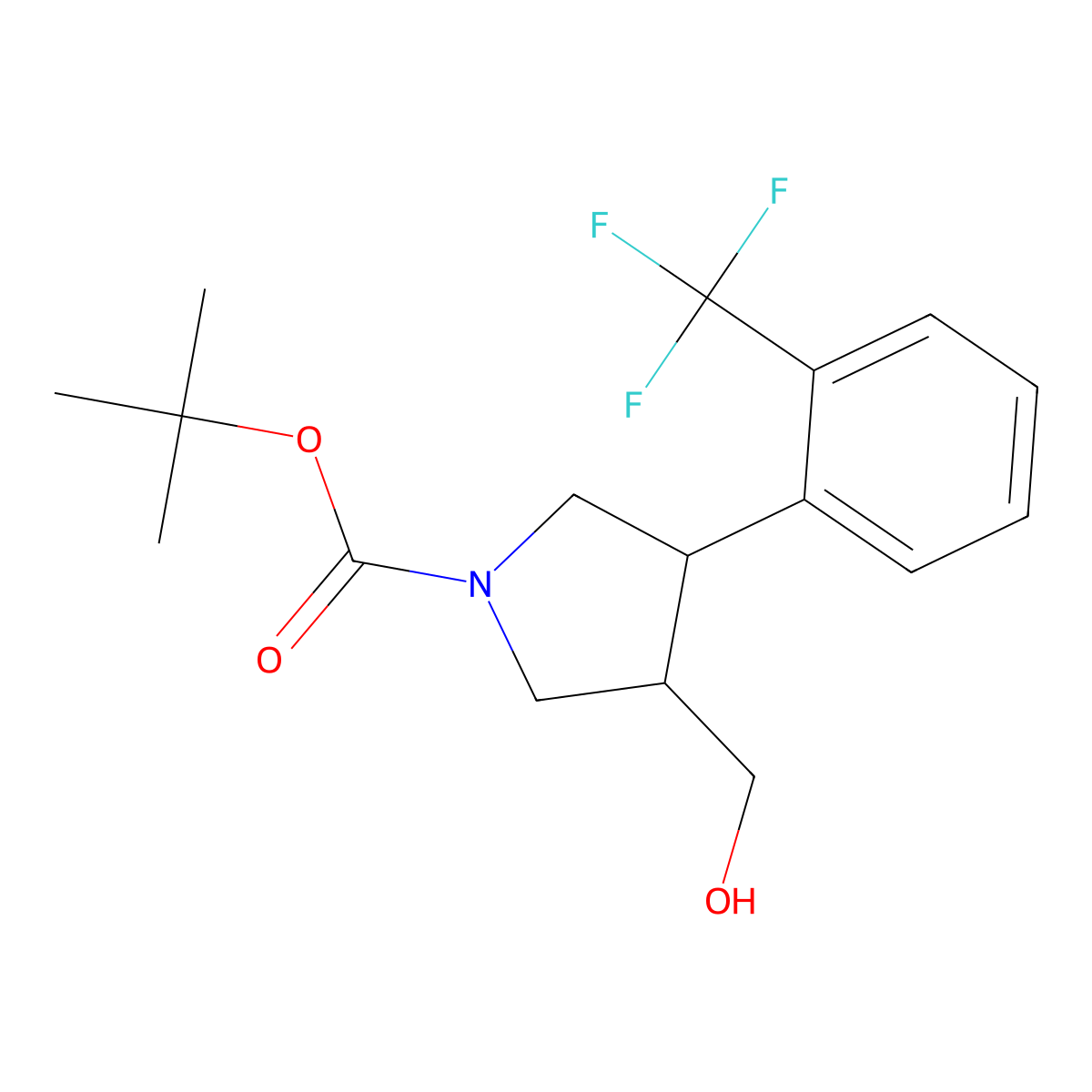 tert-butyl (3S,4R)-3-(hydroxymethyl)-4-[2-(trifluoromethyl)phenyl]pyrrolidine-1-carboxylate molecular structure, CAS 1186647-92-6