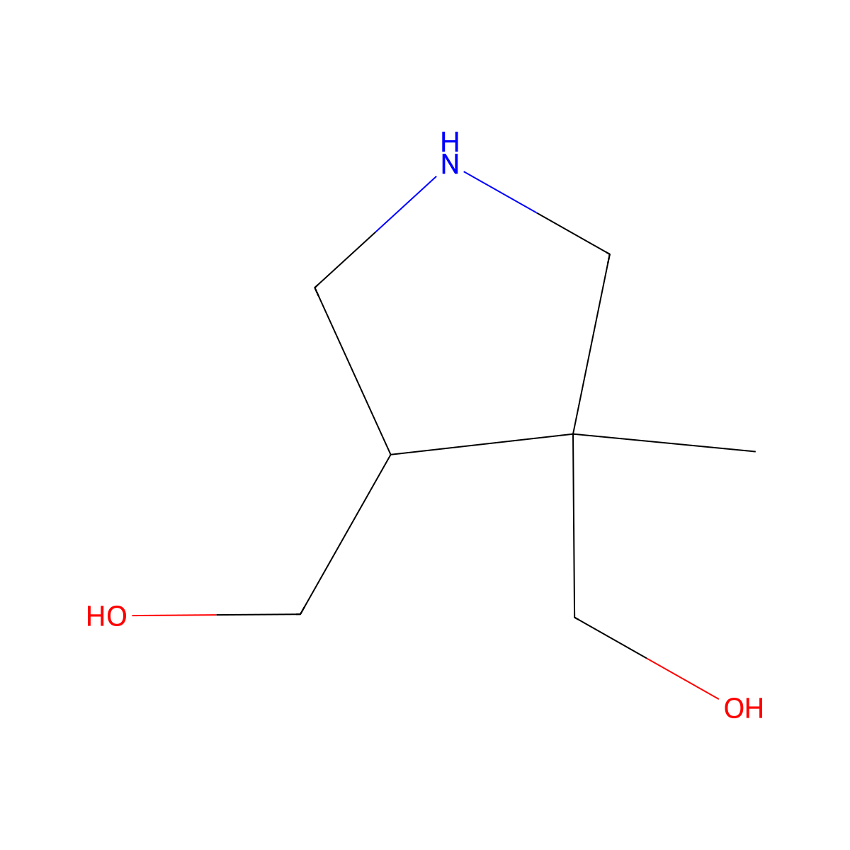 ((3R,4S)-3-Methylpyrrolidine-3,4-diyl)dimethanol molecular structure, CAS 1186647-99-3