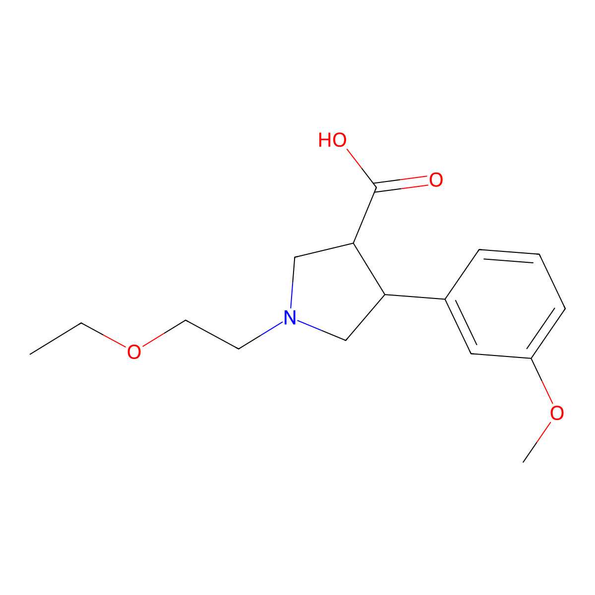 (3S,4R)-1-(2-ethoxyethyl)-4-(3-methoxyphenyl)pyrrolidine-3-carboxylic acid molecular structure, CAS 1186648-00-9