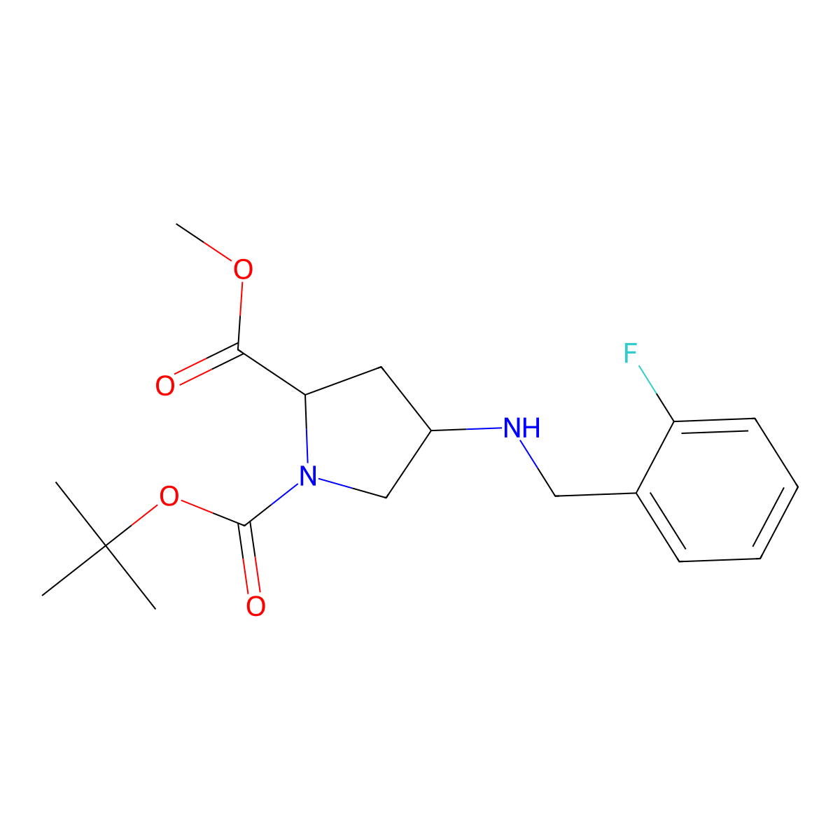 1-Tert-butyl 2-methyl (2S,4S)-4-[(2-fluorobenzyl)-amino]pyrrolidine-1,2-dicarboxylate molecular structure, CAS 1186652-57-2