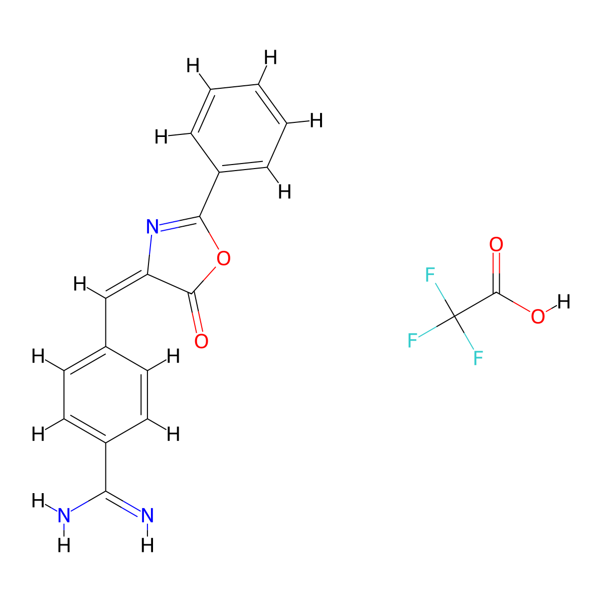 4-[(E)-(5-oxo-2-phenyl-1,3-oxazol-4-ylidene)methyl]benzenecarboximidamide;2,2,2-trifluoroacetic acid molecular structure, CAS 1186653-73-5