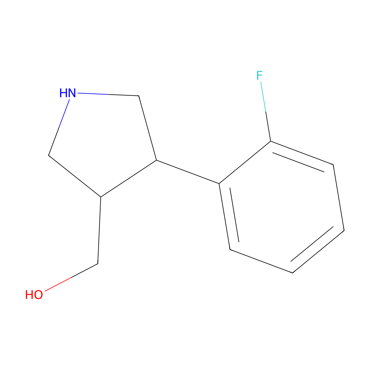 [(3S,4R)-4-(2-fluorophenyl)pyrrolidin-3-yl]methanol hydrochloride molecular structure, CAS 1186654-46-5