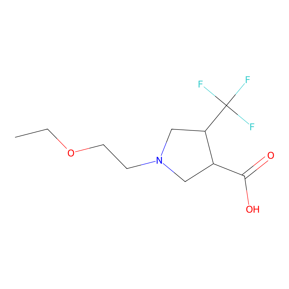(3S,4S)-1-(2-ethoxyethyl)-4-(trifluoromethyl)pyrrolidine-3-carboxylic acid molecular structure, CAS 1186655-16-2