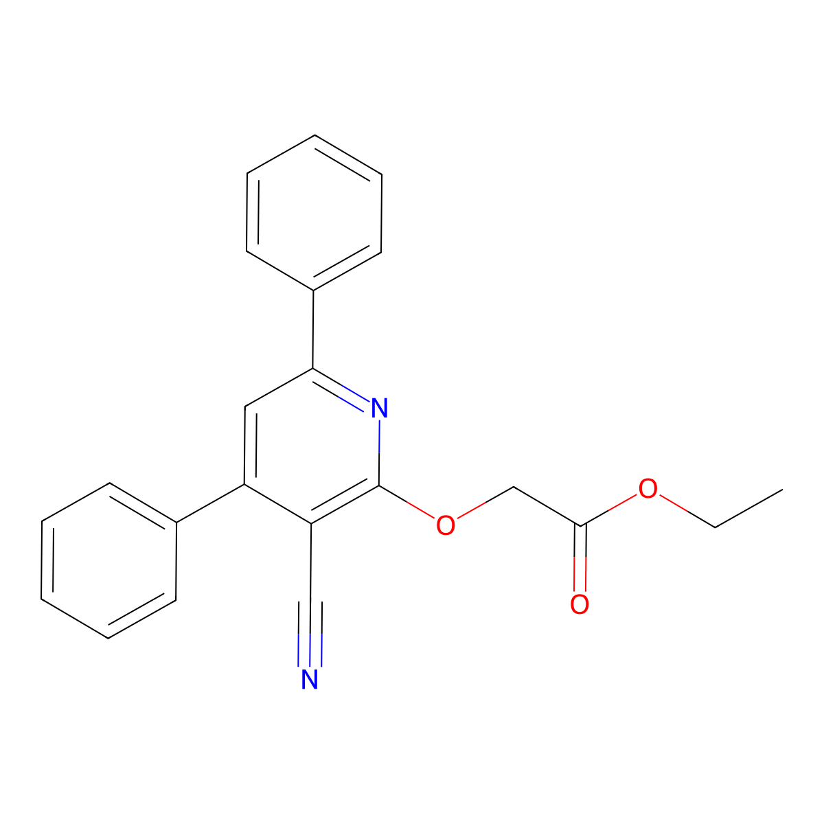 Ethyl 2-[(3-cyano-4,6-diphenyl-2-pyridinyl)oxy]acetate molecular structure, CAS 118666-03-8