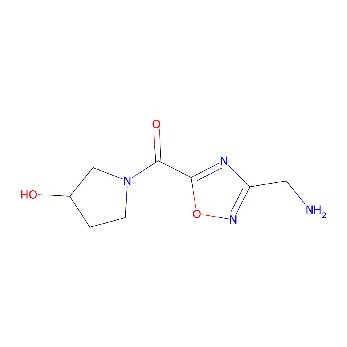 (3S)-1-{[3-(Aminomethyl)-1,2,4-oxadiazol-5-YL]-carbonyl}pyrrolidin-3-OL molecular structure, CAS 1186662-39-4