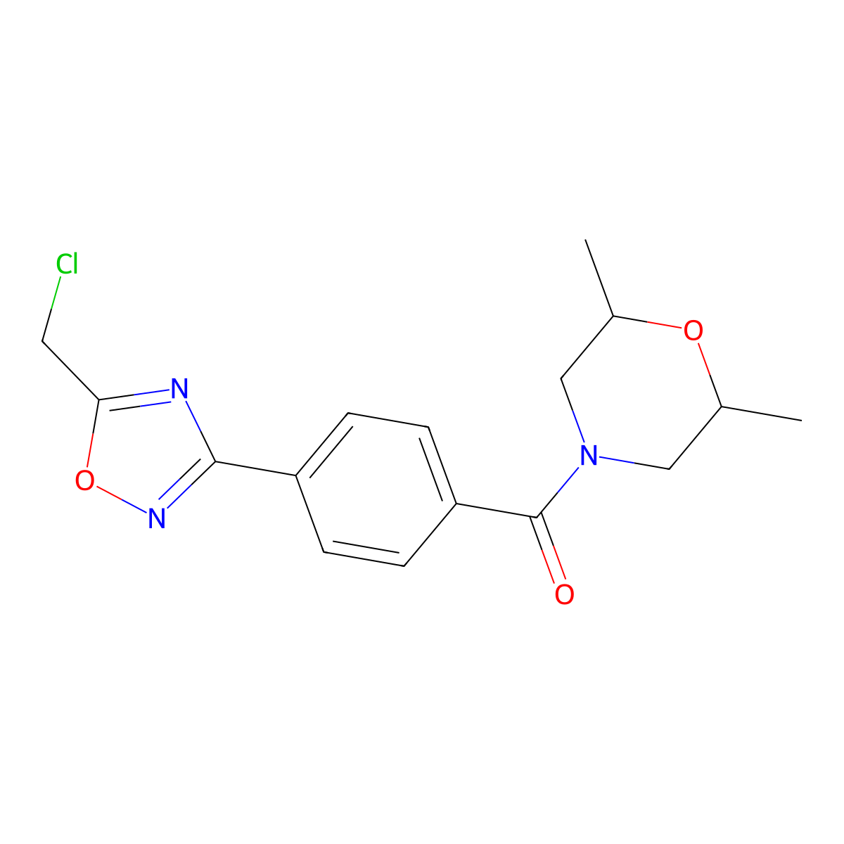 (2R,6S)-4-{4-[5-(chloromethyl)-1,2,4-oxadiazol-3-yl]benzoyl}-2,6-dimethylmorpholine molecular structure, CAS 1186662-45-2