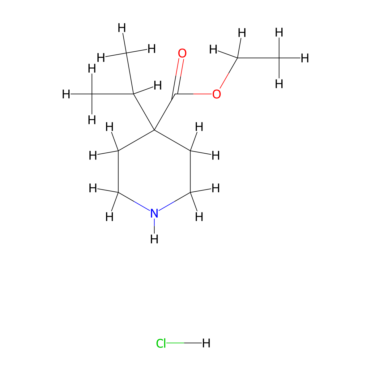 Ethyl 4-isopropyl-4-piperidinecarboxylate hydrochloride molecular structure, CAS 1186663-19-3